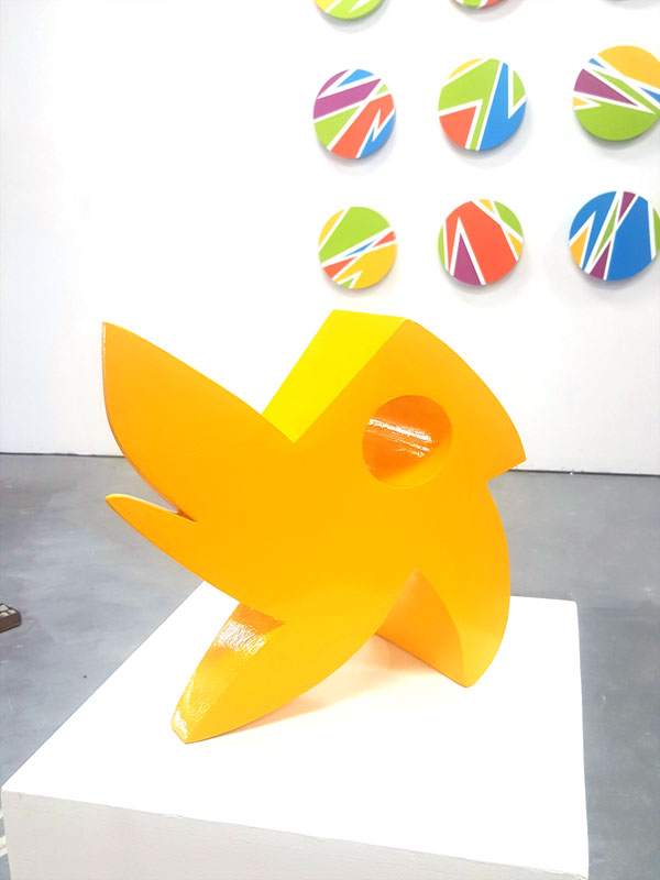 "Chick-a-dee"; 12X12X6, painted steel